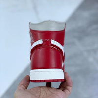 High Top Sneakers, White Red Gray Colorway, Lace Up Design, Casual Gift for Sneaker Fans