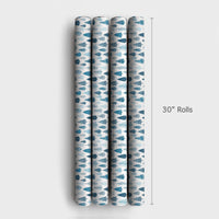 Winter Forest Holiday Gift Wrap, Blue Pine Tree Christmas Wrapping Paper, Botanical Evergreen Wrapping Paper Roll, Rustic Present Decor