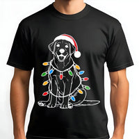 Festive Dog with Holiday Lights Shirt, Labrador Christmas T-Shirt, Adorable Lab Dog Graphic Tee, Dog Lover Xmas Holiday T-Shirt, Pet Present