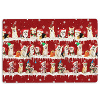 Snowflake Tree Holiday Welcome Mat, Corgi Christmas Doormat, Winter Dog Door Mat, Festive Front Porch Mat, Corgi Lover Xmas Present
