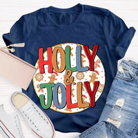 Festive Holiday Graphic T-Shirt, Holly and Jolly Christmas Shirt, Retro Merry Christmas Tee, Adorable Winter Holiday Shirt, Unisex Xmas Present