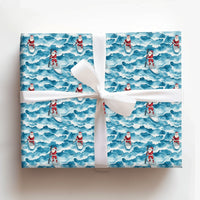 Coastal Christmas Santa Gift Wrap, Paddleboard Santa Wrapping Paper, Surfing Santa Claus Wrapping Paper, Beach Holiday Gift Wrap Roll