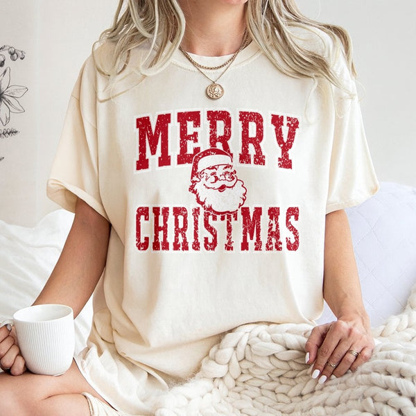 Distressed Santa Graphic Tee, Vintage Santa Christmas T-Shirt, Retro Santa Holiday Shirt, Festive Merry Christmas Shirt, Wint