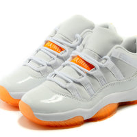 Low Top Sneakers, White Orange Colorway, Lace Up Design, Casual Gift for Sneaker Fans