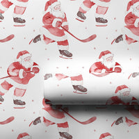 Ice Hockey Holiday Gift Wrap, Hockey Santa Christmas Wrapping Paper, Sporty Santa Wrapping Paper, Ice Hockey Player Gift Wrapping Paper