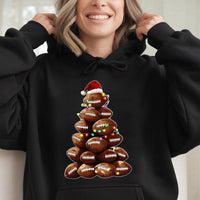 Festive Football Hoodie, Football Christmas Tree Hoodie, Holiday Sports Hoodie, Christmas Game Day Sweatshirt, Football Mom Present