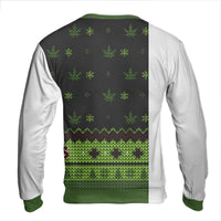 3D Weed Pattern Holiday Sweater, Marijuana Leaf Ugly Christmas Sweatshirt, Cannabis Xmas Sweatshirt, Humorous Stoner Christmas Sweatshirt