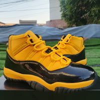 High Top Sneakers, Black Yellow Orange Colorway, Lace Up Design, Casual Gift for Sneaker Fans