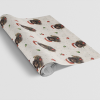 Santa Hat Puppy Holiday Gift Wrap, Newfoundland Dog Christmas Wrapping Paper, Festive Dog Xmas Wrapping Paper, Pet Lover Holiday Gift Wrap