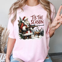 Humorous Deer Hunter Christmas T-Shirt, Tis the Season Santa Hunting Shirt, Retro Xmas Hunting Tee, Outdoorsman Holiday Graphic Shirt