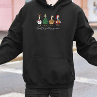 Humorous Holiday Animal Goose Sweatshirt, Jolly Goose Christmas Hoodie, Retro Goose Pullover, Adorable Tis the Season Xmas Hooded Sweater