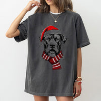 Adorable Holiday Dog Shirt, Santa Hat Christmas Dog T-Shirt, Festive Dog Lover Tee, Winter Puppy Graphic T-Shirt, Christmas Present for Dog Mom