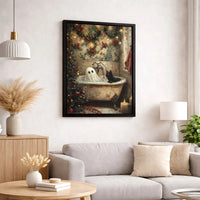 Whimsical Holiday Bathtub Art, Ghost and Black Cat Christmas Canvas, Spooky Adorable Xmas Canvas Print, Festive Bathroom Wall Decor Present