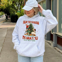Retro Christmas Holiday Sweatshirt, Humorous Deck the Halls Hoodie, Adorable Xmas Humor Hooded Pullover, Festive Winter Graphic Sweater Present