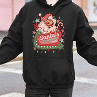 Santa's Coming to Town Graphic Hooded Sweatshirt, Retro Santa Hoodie, Vintage Christmas Pullover, Festive Santa Claus Hoodie Holiday Present
