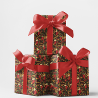 Gold Scroll Holiday Gift Wrap, Baroque Christmas Wrapping Paper, Traditional Stocking Wrapping Paper, Elegant Christmas Gift Wrap Roll