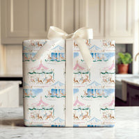 Whimsical Holiday Gift Wrap, Watercolor Reindeer Carousel Wrapping Paper, Festive Winter Festival Paper, Adorable Christmas Present Gift Wrap