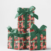 Holiday Plaid Dog Gift Wrap, Doberman Pinscher Wrapping Paper, Christmas Pet Lover Wrapping Paper, Festive Breed Present Paper Roll