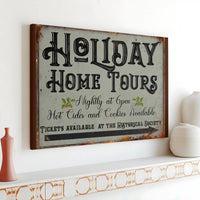 Vintage Christmas Canvas Print, Holiday Home Tours Canvas Sign, Holiday Tours Canvas Wall Art, Festive Seasonal Decor, Winter Home Present