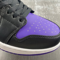 Low Top Sneakers, Black Purple Colorway, Lace Up Design, Casual Gift for Sneaker Fans