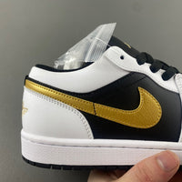 Low Top Sneakers, White Black Gold Colorway, Lace Up Design, Casual Gift for Sneaker Fans