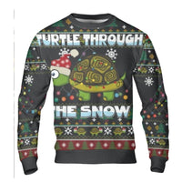 Adorable Tortoise Holiday Sweater, Turtle Ugly Christmas Sweater, Humorous Animal Xmas Sweater, Festive Winter Crewneck Sweatshirt, Holiday Present