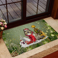 Winter Snow Tree Welcome Mat, Rough Collie Christmas Doormat, Holiday Pet Entryway Rug, Dog Lover Floor Mat, Indoor Outdoor Decor