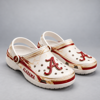 ALA Script in Crimson - Ivory and Gold Statement Clogs