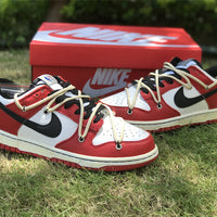 Low Top Sneakers, Red Cream Colorway, Lace Up Design, Casual Gift for Sneaker Fans