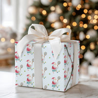 Watercolor Sports Christmas Gift Wrap, Tennis Santa Wrapping Paper, Tennis Santa Claus Wrapping Paper, Whimsical Holiday Gift Wrap