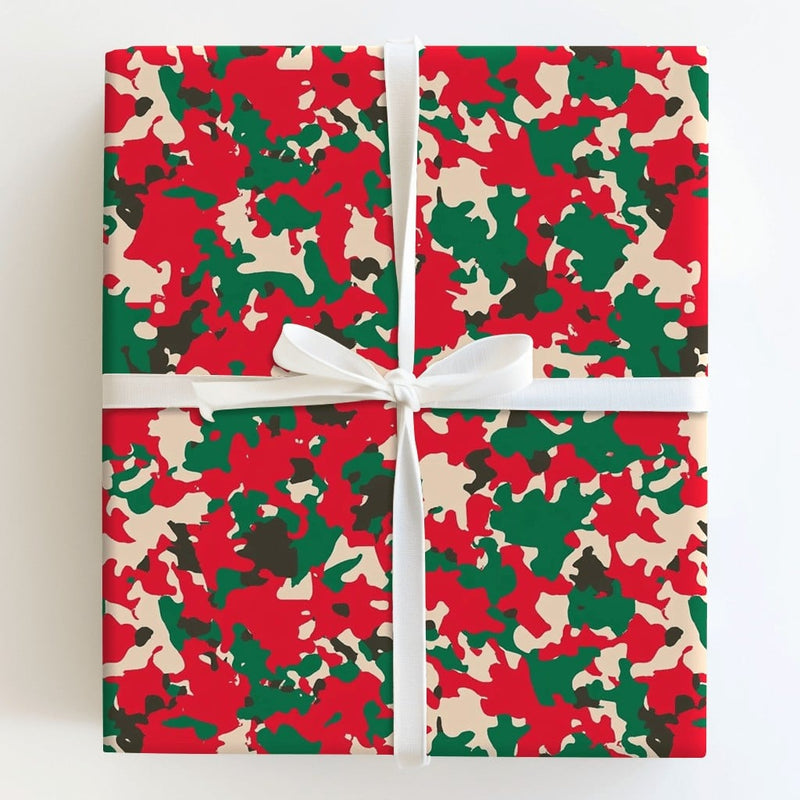 Red and Green Holiday Camouflage Gift Wrap, Christmas Camo Wrapping Paper, Festive Camo Christmas Wrapping Paper, Winter Holiday Gift Wrap