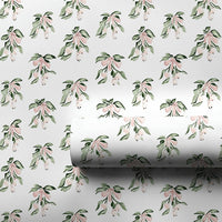 Pink Bow Holiday Gift Wrap, Watercolor Mistletoe Wrapping Paper, Botanical White Berry Wrapping Paper, Elegant Christmas Winter Gift Wrap