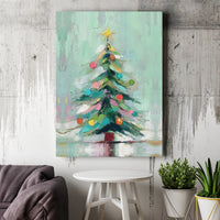 Whimsical Holiday Tree Canvas Print, Abstract Christmas Tree Canvas Wall Art, Festive Winter Canvas, Modern Seasonal Wall Decor Xmas Present