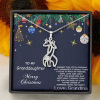 Adorable Giraffe Animal Pendant, Giraffe Necklace for Granddaughter, Sparkling Cubic Zirconia Giraffe Necklace, Christmas Present from Grandma