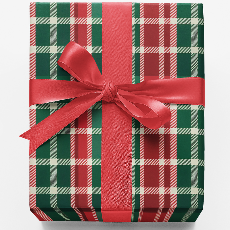 Traditional Christmas Plaid Wrapping Paper, Noel Plaid Wrapping Paper, Red and Green Tartan Gift Wrap, Holiday Present Wrapping Paper
