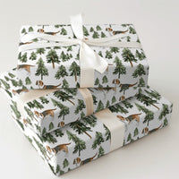 Watercolor Dog Gift Wrap, Beagle Wrapping Paper, Pine Tree Holiday Wrapping Paper, Woodland Puppy Present Paper, Dog Lover Christmas Gift Wrap