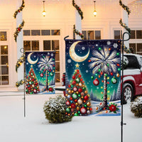 Crescent Moon Holiday Yard Flag, South Carolina Christmas Palmetto Garden Flag, Double-Sided SC Xmas Lawn Flag, Southern Winter Porch Decor