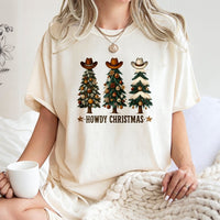 Western Cowboy Hat Christmas Shirt, Howdy Christmas T-Shirt, Country Xmas Tree Graphic Tee, Retro Western Christmas T-Shirt, Holiday Present