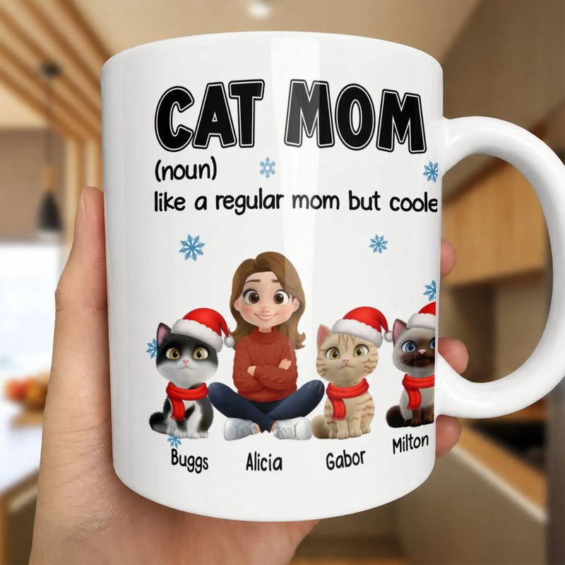 Like A Regular Mom but Cooler Custom Cat Mug, Personalized Cat Mom Ceramic Mug, Adorable Pet Avatar Coffee Cup, Christmas Present for Cat Mom