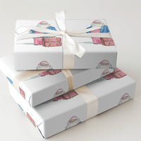 Pink Suit Santa Claus Wrapping Paper, Travel Santa Wrapping Paper, Whimsical Watercolor Holiday Gift Wrap, Christmas Present Wrapping Paper