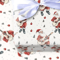 Rock Guitar Christmas Gift Wrap, Electric Guitar Santa Wrapping Paper, Musician Santa Wrapping Paper, Rocker Santa Holiday Gift Wrap Roll