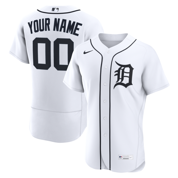 Detroit Tigers White Home Authentic Custom Jersey