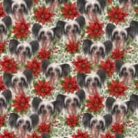 Chinese Crested Christmas Gift Wrap, Chinese Crested Wrapping Paper, Poinsettia Dog Wrapping Paper