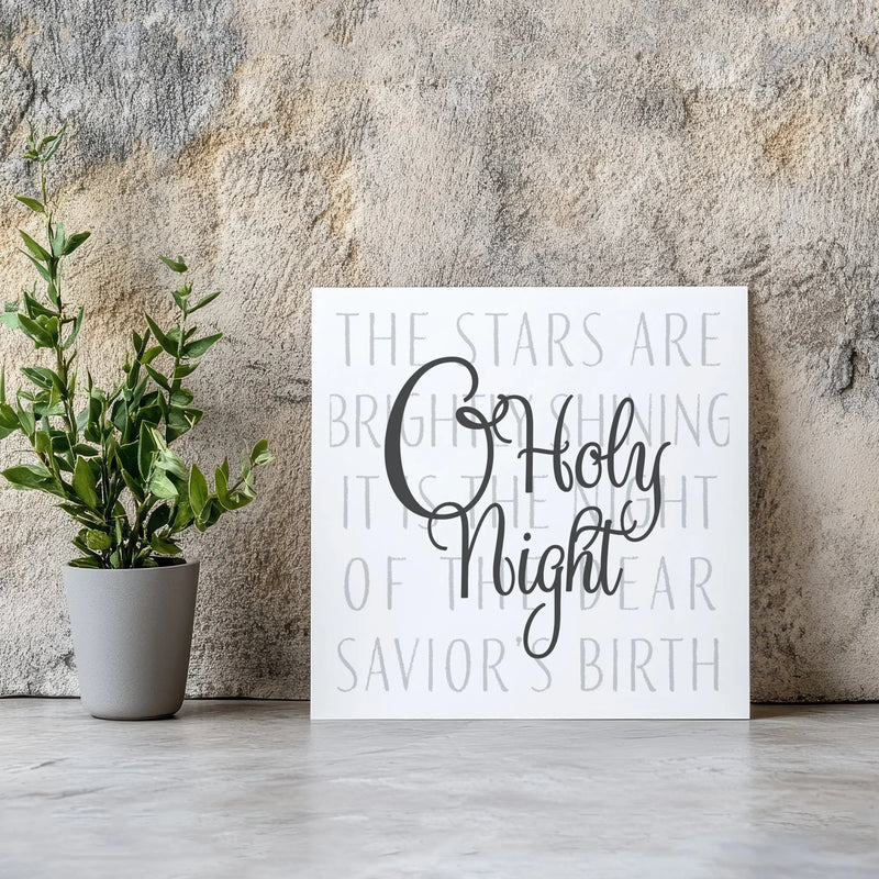 Christian Christmas Hymn Lyrics Canvas, O Holy Night Square Canvas Print, Festive Holiday Scripture Wall Art, Faith Xmas Decor