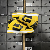 High Top Sneakers, Black Yellow Colorway, Lace Up Design, Casual Gift for Sneaker Fans