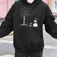 Adorable Winter Dog Hoodie, Snowman and Puppy Hoodie, Whimsical Holiday Snowman Hoodie, Comfy Christmas Dog Lover Sweatshirt, Xmas Present for Her