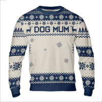 Reindeer Snowflake Holiday Sweater, Dog Mum Ugly Christmas Sweater, Nordic Dog Mom Sweatshirt, Adorable Xmas Crewneck Sweater, Dog Lover Present
