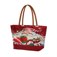 Christmas Candy Cane Holiday Handbag, Vintage Santa Claus Tote Bag, Festive Winter Shoulder Bag, Christmas Shopper Present for Teachers