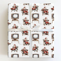 Vintage TV Video Game Gift Wrap, Retro Gamer Santa Wrapping Paper, Gamer Christmas Wrapping Paper, Nostalgic Gaming Paper Roll