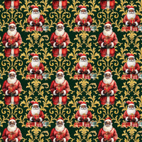 Gold Damask Christmas Gift Wrap, Black Santa Wrapping Paper, African American Santa Wrapping Paper, Holiday Present Paper, Family Gift Wrap